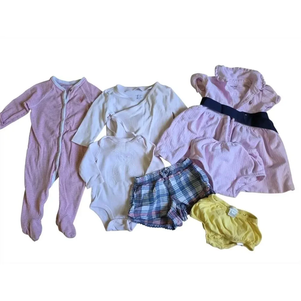 Ralph Lauren Baby Clothing Bundle 32 Pc Polo Bear Sleepers Dresses Hats Lot